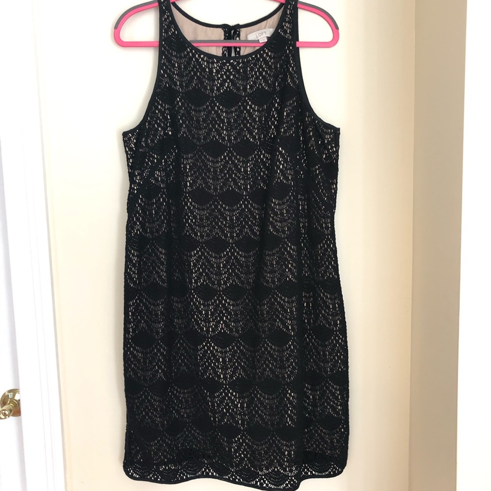 Plus sized:Loft Nude Liner and Black Stretch Dress